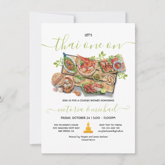タイ料理のリハーサルディナー カップルシャワー 招待状 (正面)