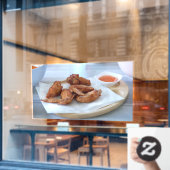 タイ料理チキン揚げフードチキンウイング ウィンドウサイン (カフェ窓)