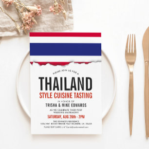 タイ料理   パーティーフラグ白招待状 招待状