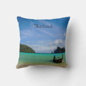 タイ旅行ビーチ写真と魚釣りボート クッション (裏面)