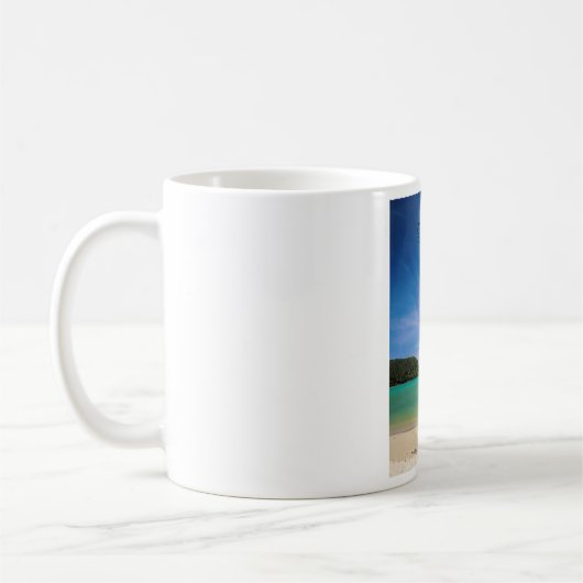 タイ旅行ビーチ写真と魚釣りボート コーヒーマグカップ (左)