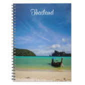 タイ旅行ビーチ写真と魚釣りボート ノートブック (正面)