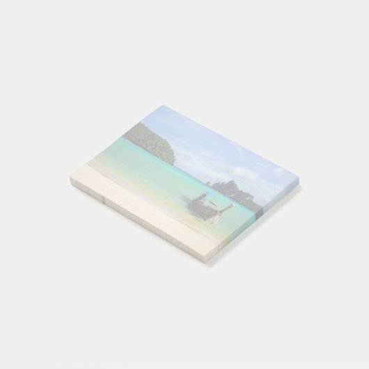 タイ旅行ビーチ写真と魚釣りボート ポストイット (アングル)