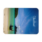 タイ旅行ビーチ写真と魚釣りボート マグネット (横)