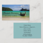 タイ旅行ビーチ写真と魚釣りボート 名刺 (正面/裏面)