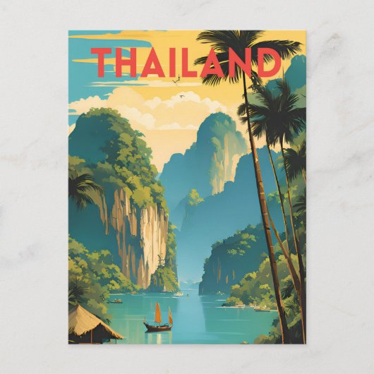 タイ旅行伝統的ポスター ポストカード (正面)