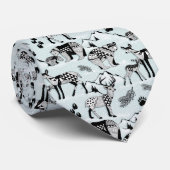 タイ族の森林クマ、鹿、黒アクアブルー ネクタイ (ロール)