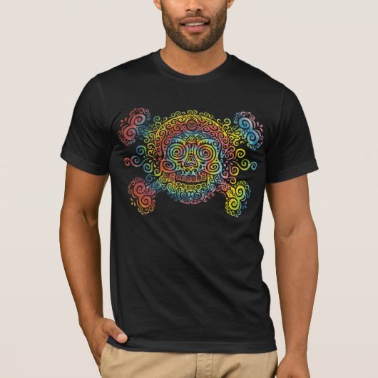 タイ染められた砂糖のスカル Tシャツ (正面)