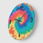 タイ染料ヒッピー時計 – 文字を修正可能 ラージ壁時計 (傾斜)