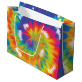 タイ染料レインボーカラフルパターン、トレンディーマッチング ラージペーパーバッグ (正面アングル)