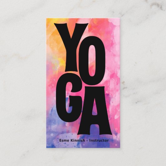 タイ染料水彩ヨガスタジオインストラクターモダン 名刺 (正面)