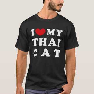 タイ猫が大好きタイ猫をハート Tシャツ