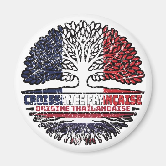タイ王国 タイ フランス フランス 木の根 元フラグ マグネット (正面)