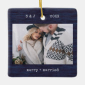 タイ素朴プライター青 |とメリー写結婚した真 セラミックオーナメント (正面)