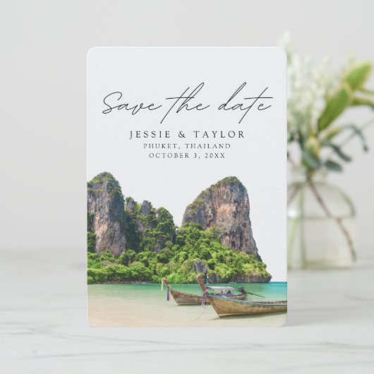 タイ結婚のプーケット写真保存日 招待状 (スタンド正面)