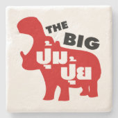 タイ語で☆の大きなPUM PUI脂肪☆ ストーンコースター (正面)