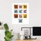 タイ語のスクリプト番号0 ～ 9、言語学の ポスター (ホームオフィス)