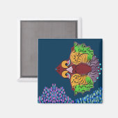 タイ語の抽象的な魚の芸術 | スクエアマグネット マグネット (正面/裏面)