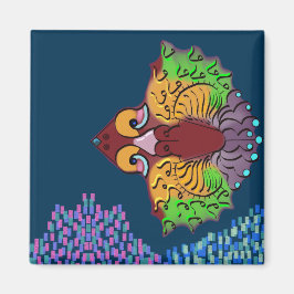 タイ語の抽象的な魚の芸術 | スクエアマグネット マグネット