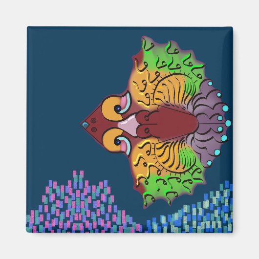 タイ語の抽象的な魚の芸術 | スクエアマグネット マグネット (正面)
