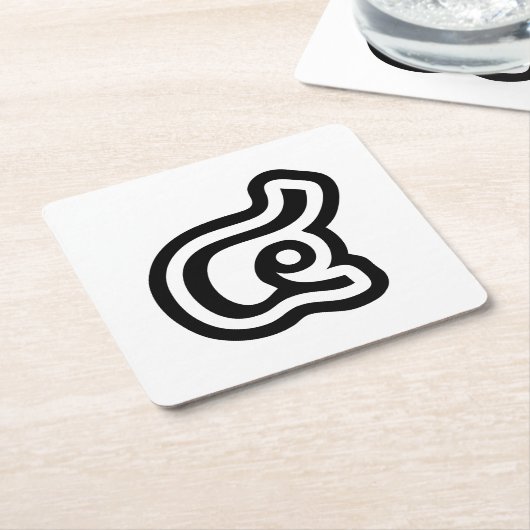 タイ語の数字4 / 四 / ๔ (シー / Si) タイ文字 スクエアペーパーコースター (アングル)