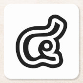 タイ語の数字4 / 四 / ๔ (シー / Si) タイ文字 スクエアペーパーコースター (正面)