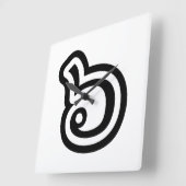 タイ語6 / 6 / ๖ （ホ/ホク）タイ語 スクエア壁時計 (傾斜)