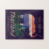 タイ象の国旗のジャングル葉タイのお土産 ジグソーパズル (横)