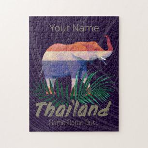タイ象の国旗のジャングル葉タイのお土産 ジグソーパズル