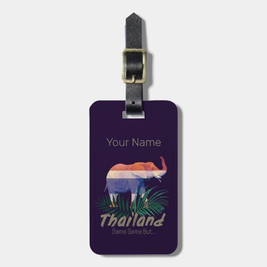 タイ象の国旗のジャングル葉タイのお土産 ラゲッジタグ (正面縦)