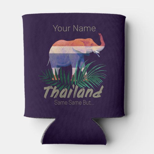 タイ象の国旗のジャングル葉タイのお土産 缶クーラー (裏面)