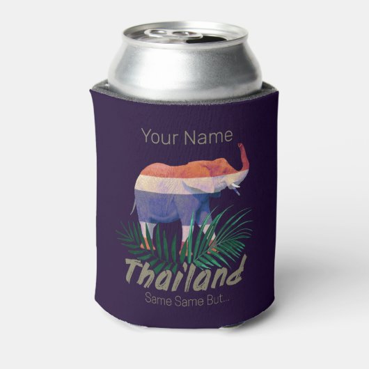 タイ象の国旗のジャングル葉タイのお土産 缶クーラー (缶裏面)