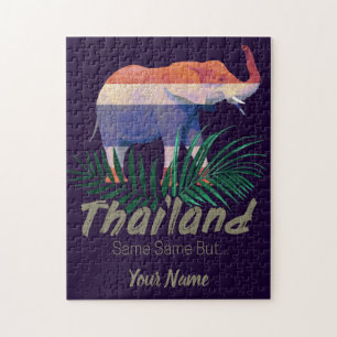 タイ象(国旗とジャングル葉象) ジグソーパズル