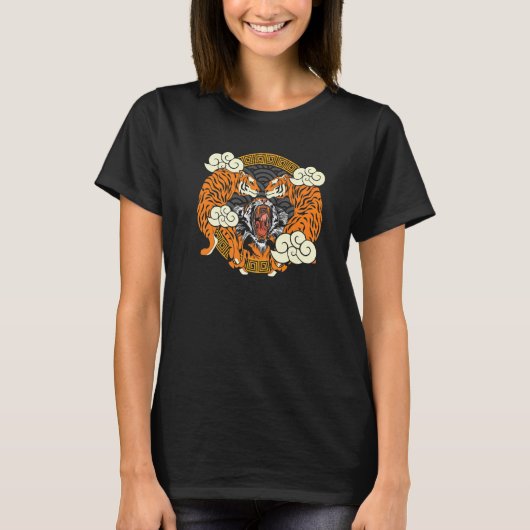 タイ野生動物捕食者アジア文化野生猫アニメーション Tシャツ (正面)