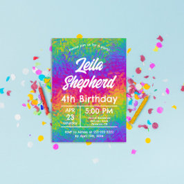 タイ鮮やかダイ虹の誕生日パーティーへの招待 招待状