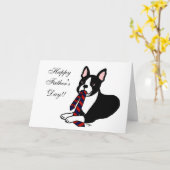 タイ2を持つボストンテリアのお父さん カード (黄色い花)