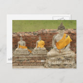 タイ、アユタヤ。坐像 ポストカード (正面/裏面)