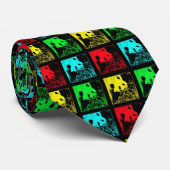 タイ、アートポップ・アートのジャイアントパンダ赤ブルーイエローグリーン ネクタイ (ロール)
