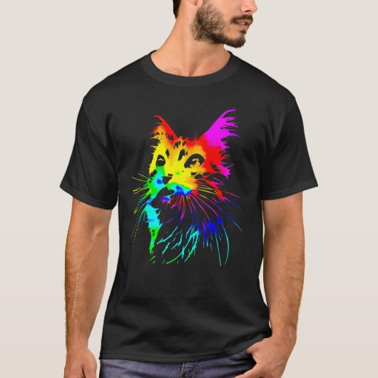 タイ・ダイ・キャット・スプラッシュアート Tシャツ (正面)
