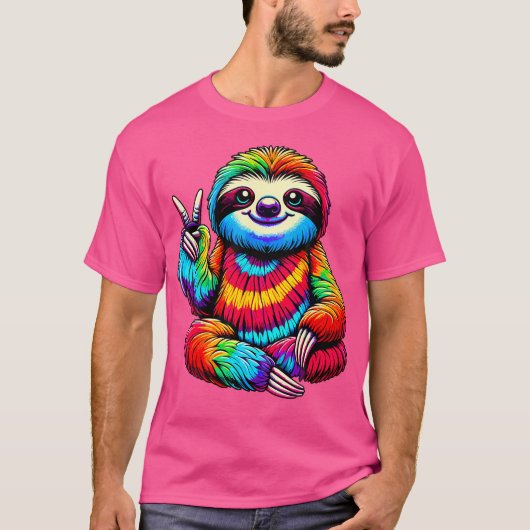 タイ・ダイ・スロース・ピースサイン・ヒッピー Tシャツ (正面)
