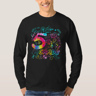 タイ・ダイ チーム 5年生 先生 タイポグラフィー バック・トゥ Tシャツ