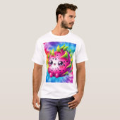 タイ・ダイ・ドラゴンフルーツにハッピー Tシャツ (正面フル)