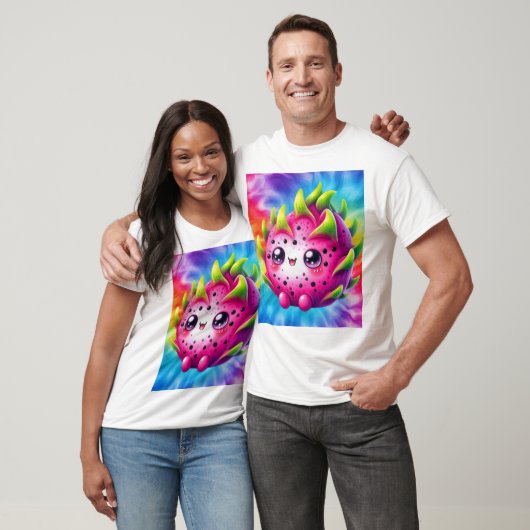 タイ・ダイ・ドラゴンフルーツにハッピー Tシャツ (ユニセックス)