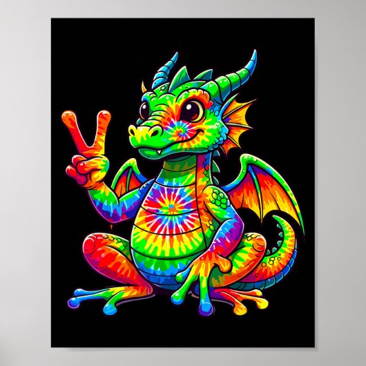 タイ・ダイ・ドラゴン・ピースサイン・ヒップ ポスター (正面)