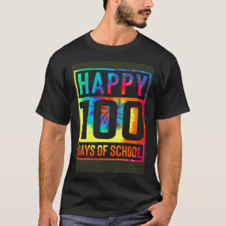 タイ・ダイ 100日目の学校の男子女子の先生 100日お祝い Tシャツ