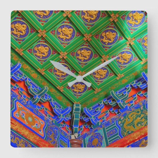 タイ、バンコク|ドラゴンテンプル スクエア壁時計 (正面)