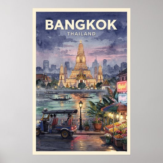 タイ バンコク ヴィンテージ旅行 ポスター (正面)
