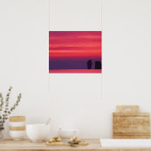 タイ、ファンンガ湾。ピンク色の空が反射 ポスター (キッチン)