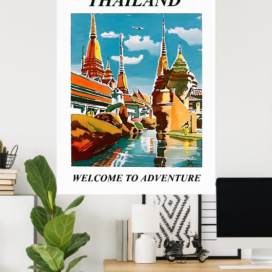 タイ、冒険へようこそ。ヴィンテージ旅行 ポスター (ホームオフィス)