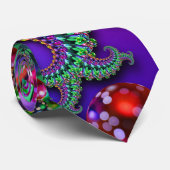 タイ- 《写真》ぼけ味のフラクタルの紫色Terquoise ネクタイ (ロール)